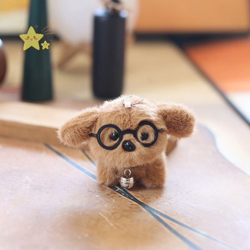 [JBTH] 1pc Kawaii น่ารักแว่นตาลูกสุนัขตุ๊กตาพวงกุญแจน่ารักการ์ตูนของเล่นจี้น่ารักนุ่มสัตว์พวงกุญแจกระเป๋าแขวน [JB]
