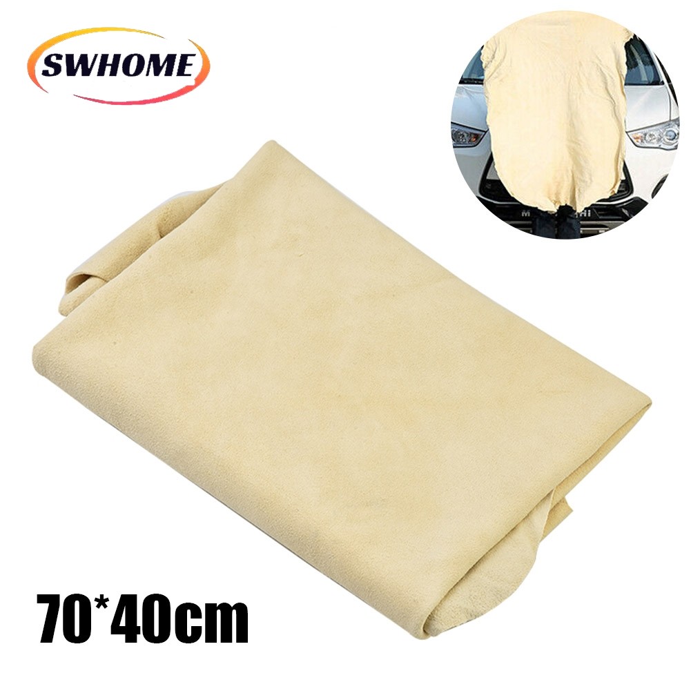 [SWHOME] 70*40 ซม.ธรรมชาติ Chamois ผ้าทําความสะอาดหน้าจอรถยนต์ซักผ้าผ้าขนหนูดูดซับ ในสต็อกในสต็อก ]