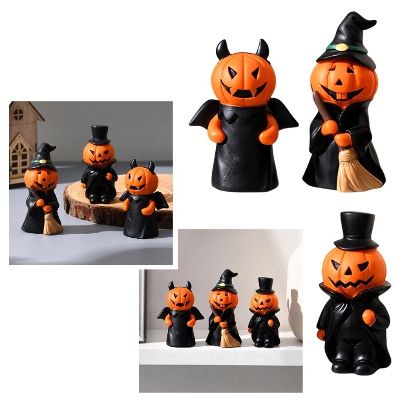KU* ฮาโลวีนธีมเรซิ่นฟักทองหุ่นอุปกรณ์เสริมงานรื่นเริงตาราง Embellishment เดสก์ท็อปตกแต่งสําหรับ Home