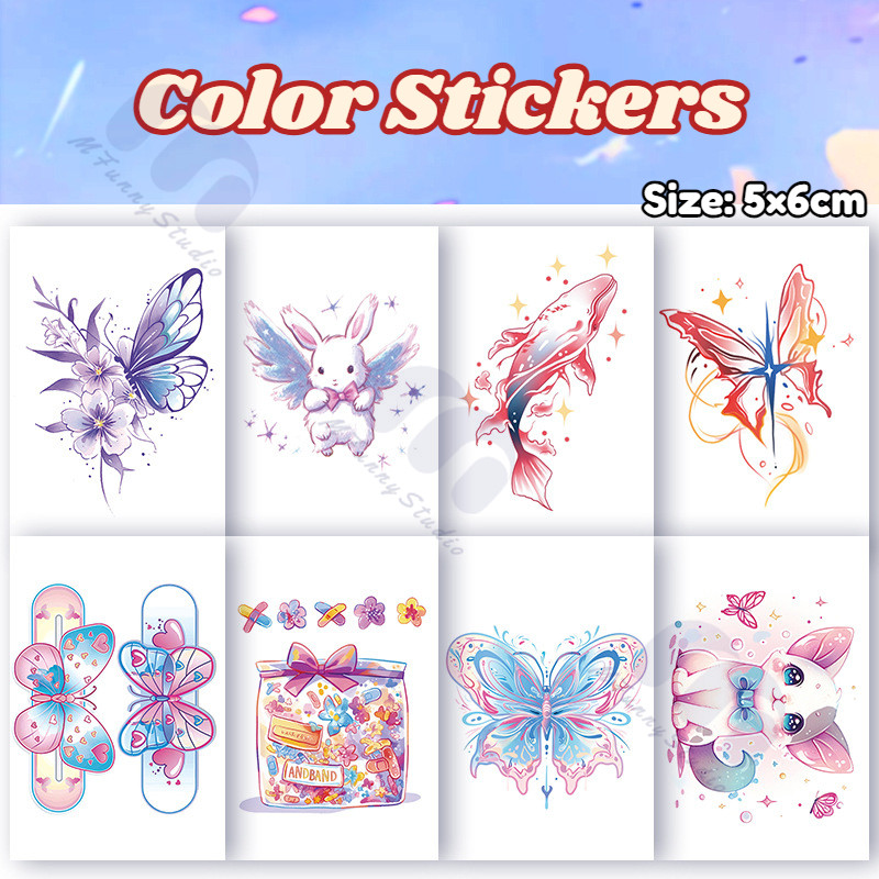 【MF Magic Tattoo】สติ๊กเกอร์รอยสักชั่วคราวกันน้ํา 3-6 วันสติกเกอร์รอยสักสีสักปลอม