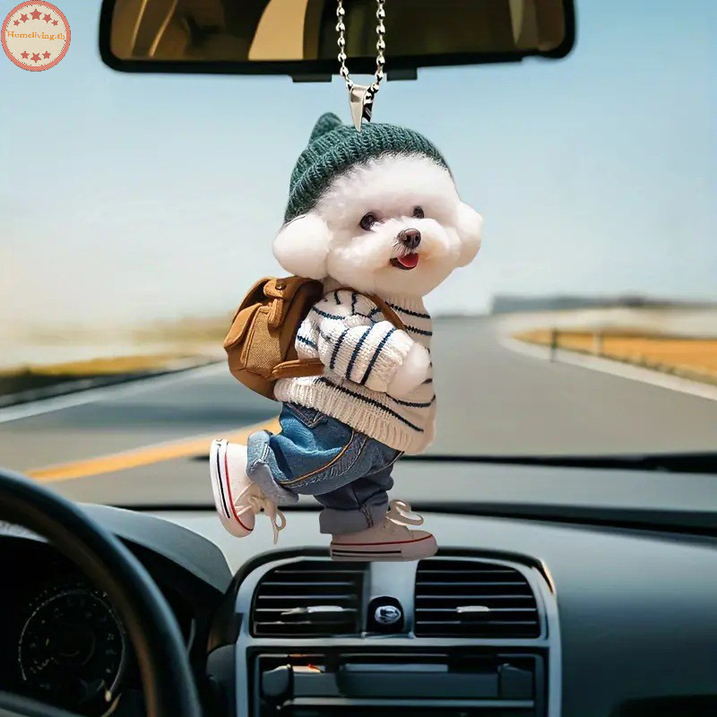 Home Creative Puppy Man กระเป๋าเป้สะพายหลังกระจกมองหลังจี้รถแขวนเครื่องประดับรถอุปกรณ์ตกแต่งของขวัญสําหรับผู้หญิงผู้ชาย TH
