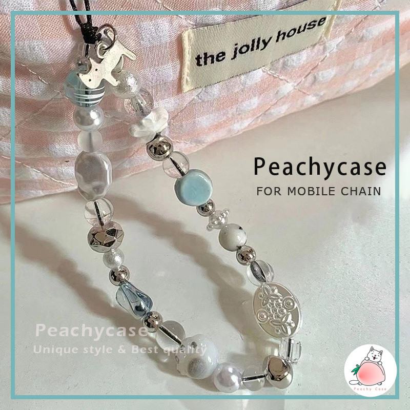 Ins Silver Cat Paw ดอกไม้ลูกปัด Handmade เคสโทรศัพท์พวงกุญแจ Anti-lost โทรศัพท์จี้อุปกรณ์เสริมกล้อง Charm สายรัดข้อมือมือถือ
