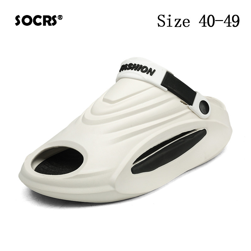 SOCRS 2024 ผู้ชายรองเท้าแตะขนาดใหญ่ฤดูร้อนสวมใส่ลื่นรองเท้าแตะชายหาดแนวโน้มรองเท้าแตะลําลองระบายอากาศหนาด้านล่างคุณภาพสูงขนาด 46 47 48 49