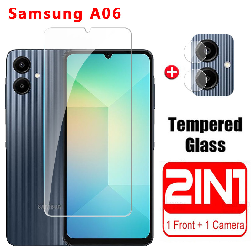 สําหรับ Samsung Galaxy A06 4G 2024 ป้องกันหน้าจอคลุมทั้งหมดกระจกนิรภัยป้องกันสําหรับ GalaxyA06 A 06 ฟิล์มเลนส์กล้อง