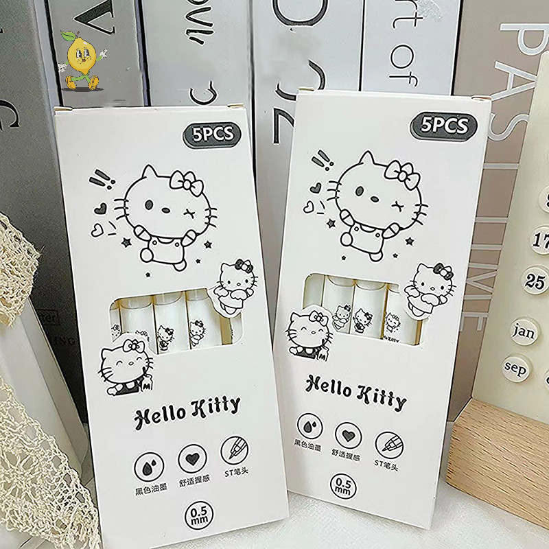 [mozh] 5 ชิ้น Kawaii ปากกาหมึกสีดําปากกาเจลความงามเครื่องเขียนชุดปากกาปากกาลูกลื่น Back To School [TH]