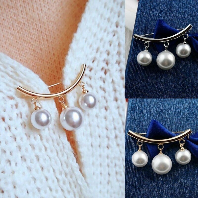 Jushi 3 Pearls เข็มกลัดแนวนอนของขวัญอุปกรณ์เสริมผู้หญิง Jewellery