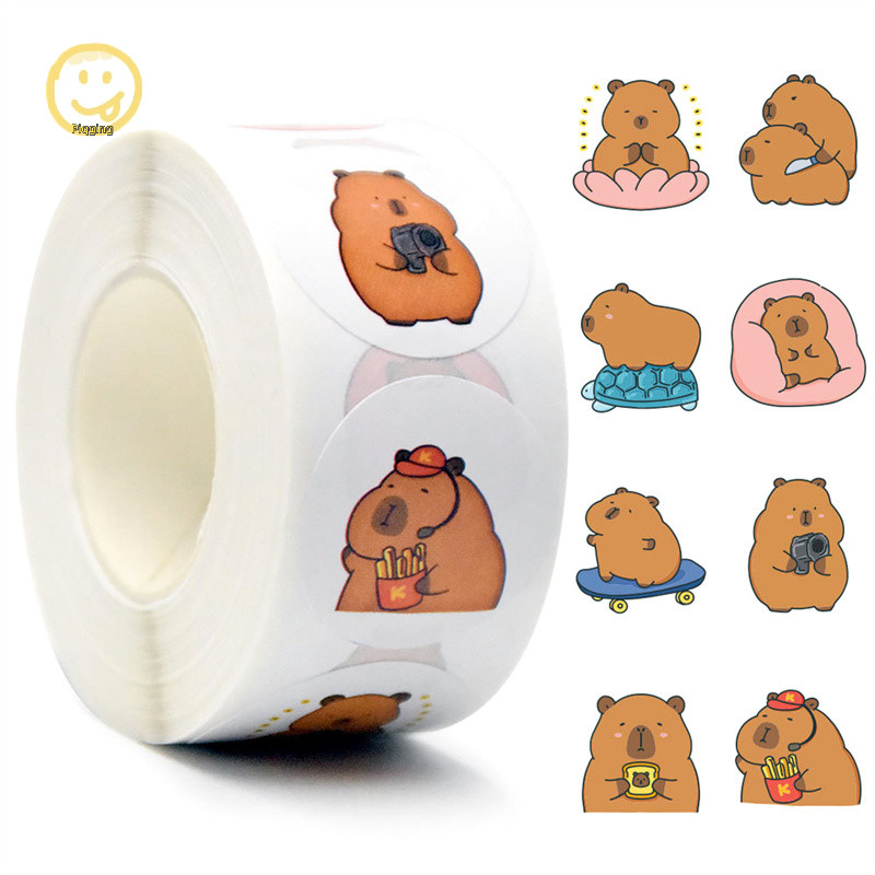 Piqging 500pcs การ์ตูนน่ารัก Capybara สติกเกอร์ Decals ตกแต่ง DIY โทรศัพท์โน้ตบุ๊คกระเป๋าเดินทางแล็ป