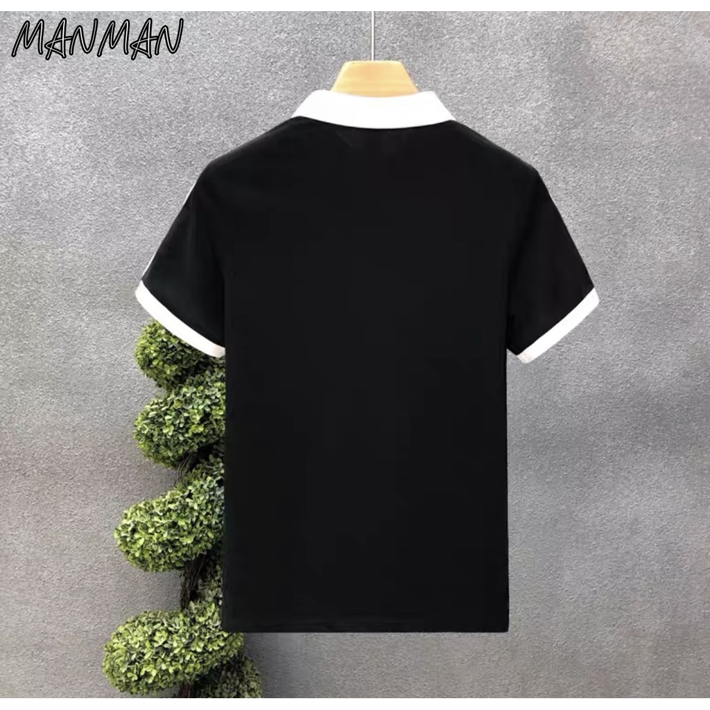 MANMAN เสื้อโปโลผู้ชาย มีลายทาง เสื้อคอปก ลำลอง แขนสั้นแบบบาง แมทช์ลุคง่าย ราคา ถูกที่สุด ดีลบีเคเค แกลเลอรีภาพที่ 4