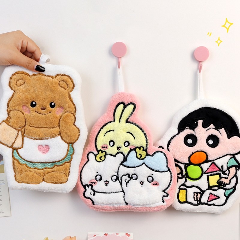 การ์ตูนเนยหมีผ้าเช็ดมือน่ารัก คาปิบาระ แขวนผ้าขนหนูห้องน้ําดูดซับ ผ้าหน้า อุปกรณ์บ้าน