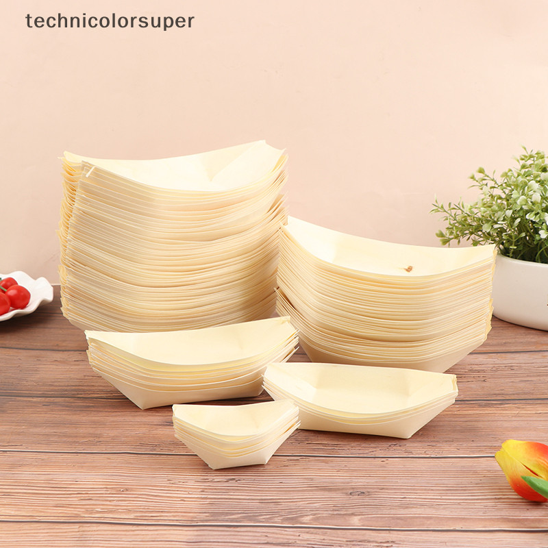 Technicolorsuper Home Party อุปกรณ์จัดงานแต่งงานซูชิสลัดชามขนมชามเสิร์ฟไม้สน TSR