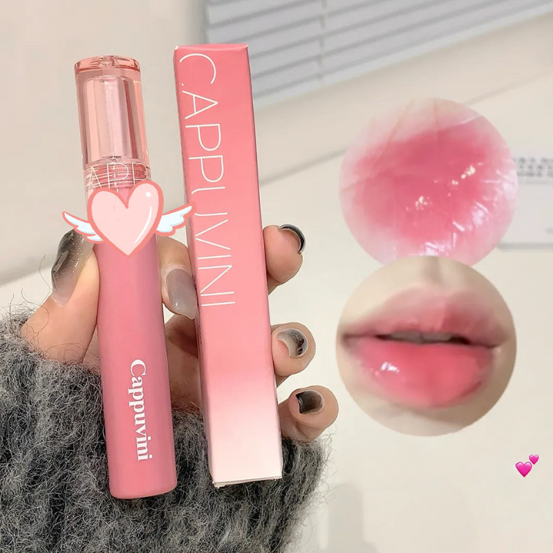 CAPPUVINI ลิปสติกเจลลี่กระจก ลิปกลอสให้ความชุ่มชื้น ลิปสติกเคลือบเงาเกาหลีอวบอิ่ม
