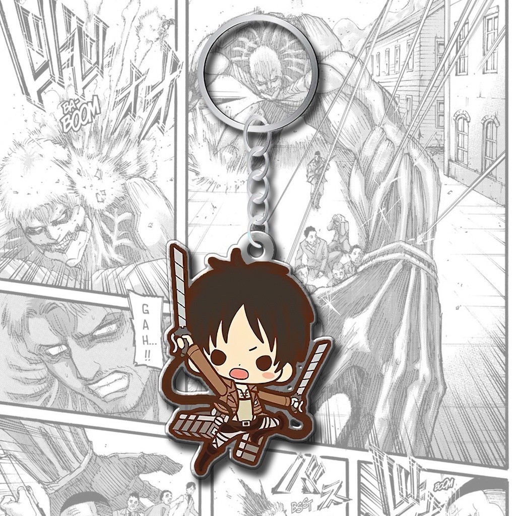 พวงกุญแจอนิเมะ Attack on Titan ตัวละคร Eren Mikasa Levi Hange Armin Titan Tien Cong อุปกรณ์ตกแต่งกระเป๋าและกระเป๋าเป้สะพายหลัง
