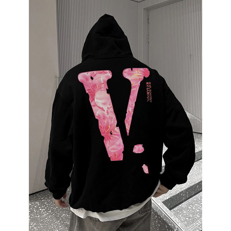 ซากุระ Cherry blossom vlone print/เสื้อฮู้ดพิมพ์ใหม่ผ้าฝ้าย 100 %/ผ่อนคลาย และผ่อนคลาย(M-3XL)