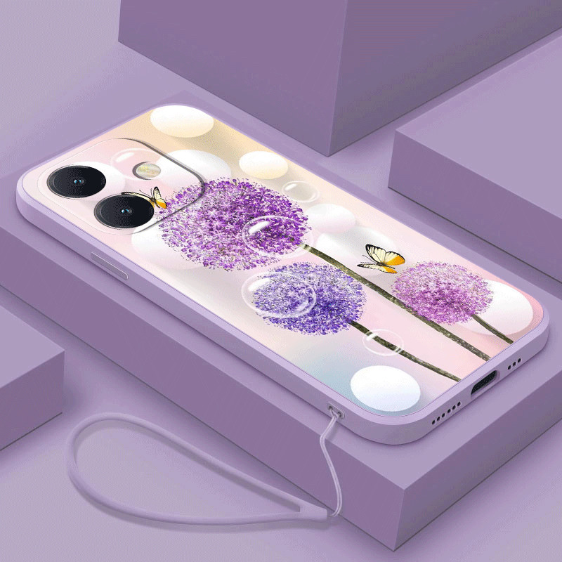 Oppo A3x A3 ดอกแดนดิไลอันดอกไม้เคสซิลิโคนเหลวเลนส์รวมทุกอย่างปลอกโทรศัพท์กันกระแทกแบบนุ่มฝาครอบเชือกเส้นเล็ก