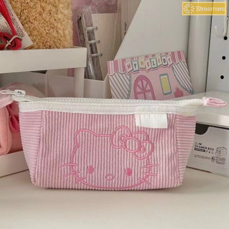 {Streamers} Hello Kitty กระเป๋าดินสอน่ารักการ์ตูนความจุสูงเครื่องเขียน Storager แฟชั่นอุปกรณ์การเรียน Kawaii ของขวัญใหม่