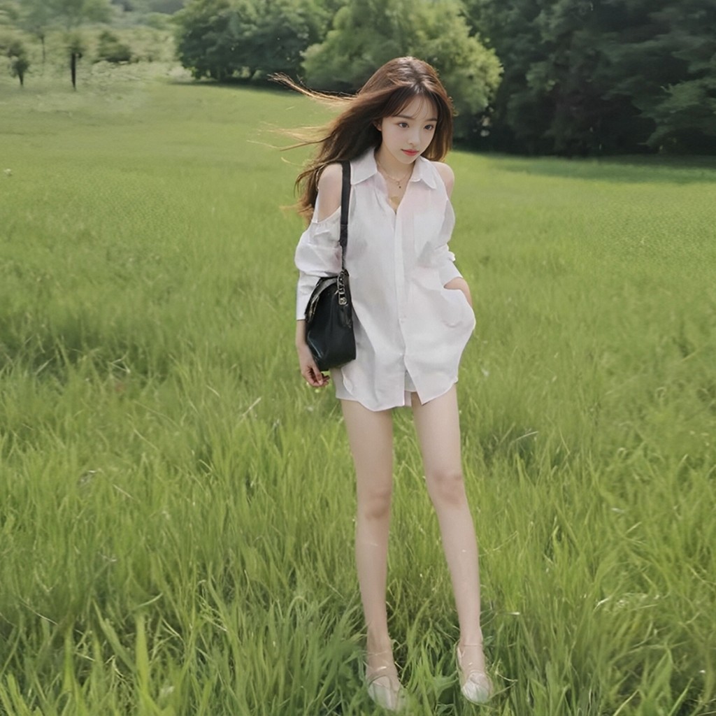 เสื้อเชิ้ตผู้หญิงแขนยาวคอปกใหม่ ดีไซน์เปิดไหล่
