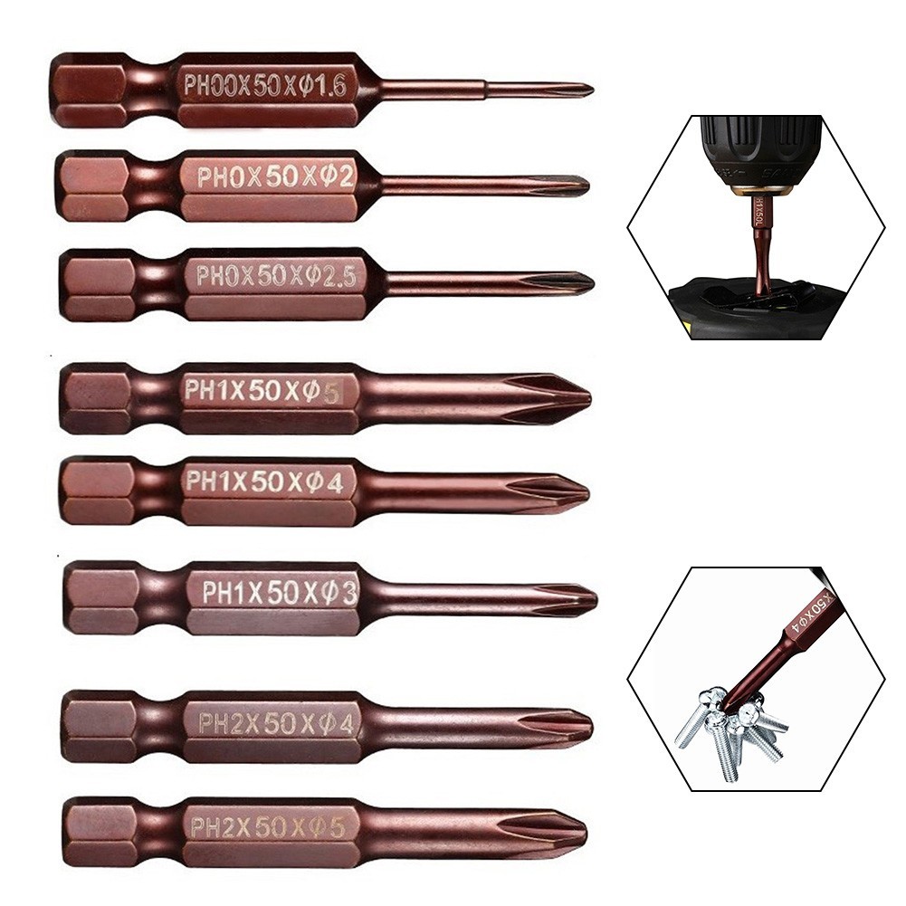 【WIK】50 มม. 1/4 นิ้ว Hex Shank ไขควงบิตสว่านไฟฟ้า PH00 PH0 PH1 PH2