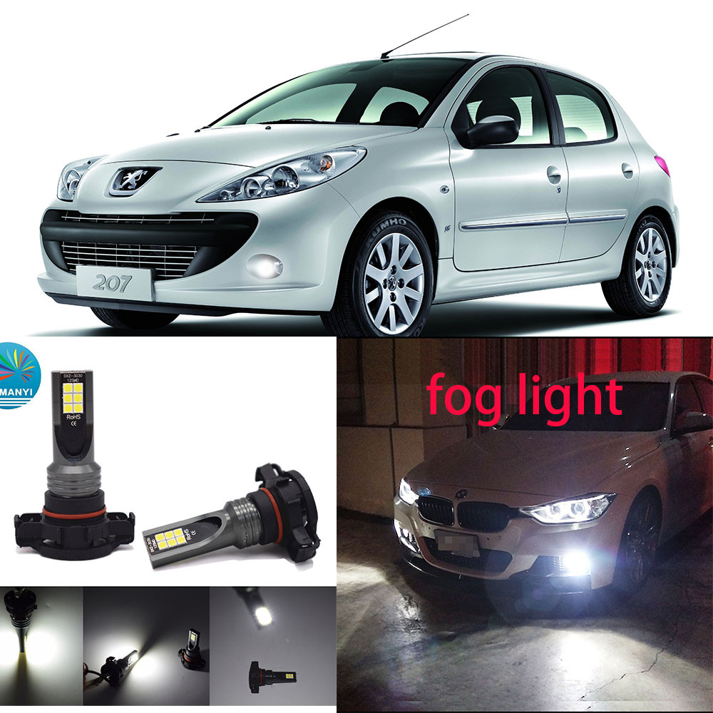 สําหรับ Peugeot 207 (WA, WC) 2018-2023 (โคมไฟหมอก) -(1 คู่) H16 ด้านหน้า LED LAY หลอดไฟสีขาว 6000K 1