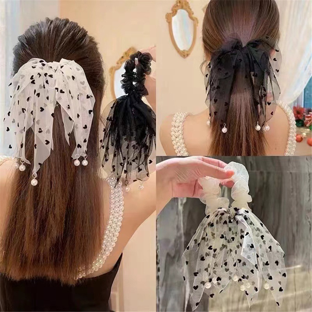 Bow-knot Lily of The Valley ดอกไม้ Hairband สําหรับสาวหรูหราอารมณ์ยางรัดขนาดใหญ่ลําไส้แหวน Hairband