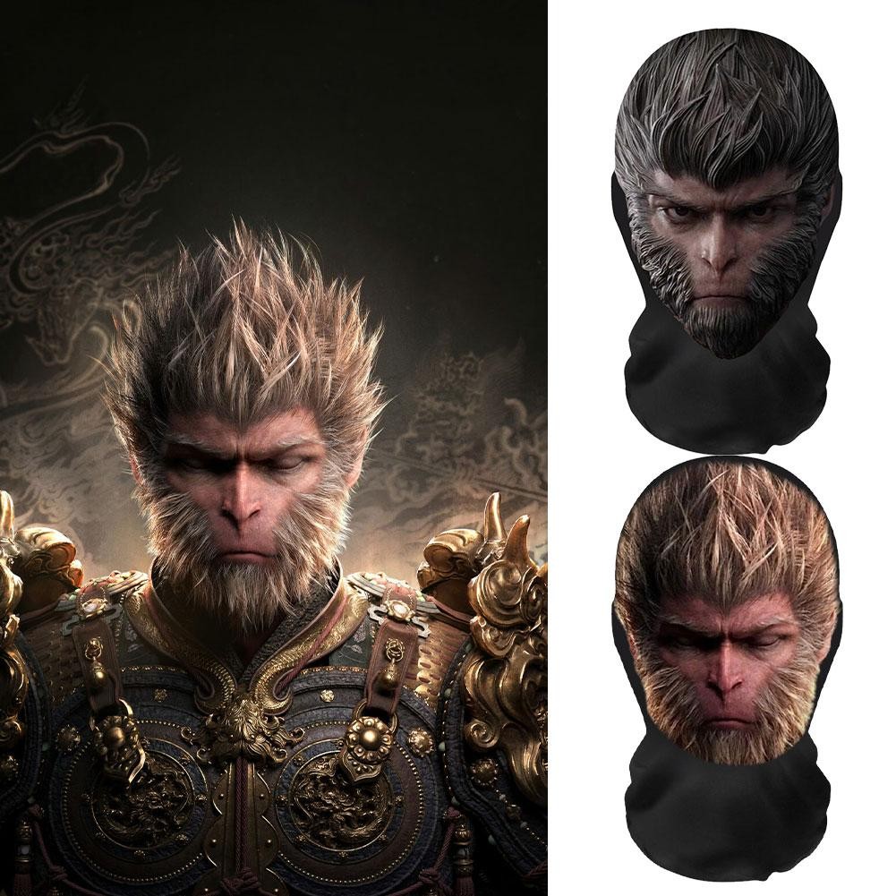 Full Face 3D Mask Balaclava Hat Black Myth Wukong Face Show Spoof Tricky Hood