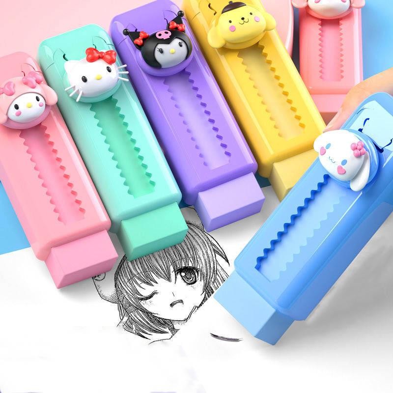Sanrio Push-pull Eraser การ์ตูน Kuromi Melody Cinnamorol Retractable Eraser อุปกรณ์เครื่องเขียนนักเรียน