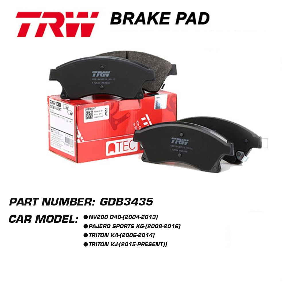 ผ้าเบรคหน้า TRW TRITON 4WD PAJERO SPORT 2.5 NV200(GDB 3435)แผ่นดิส SPM