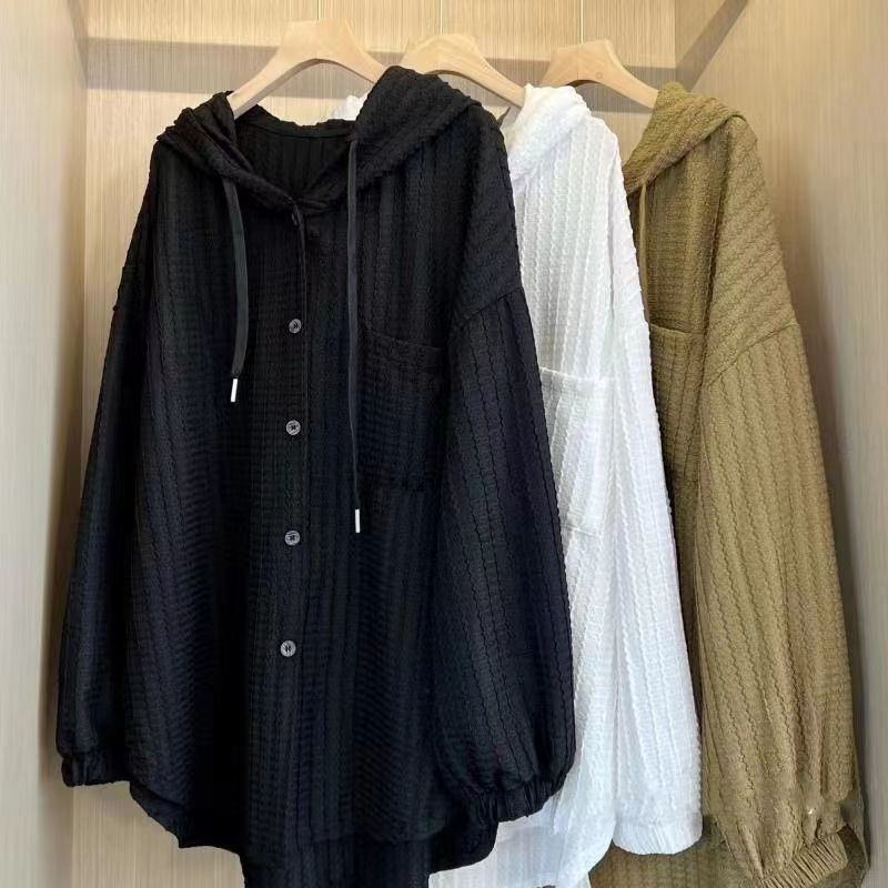 (4สี)(40-150กิโลกรัม)ผู้หญิงขนาดใหญ่สไตล์ยุโรปแขนยาวเสื้อกันหนาวหมวกขนาดใหญ่หลวมสบายๆเสื้อกันหนาวหมวก
