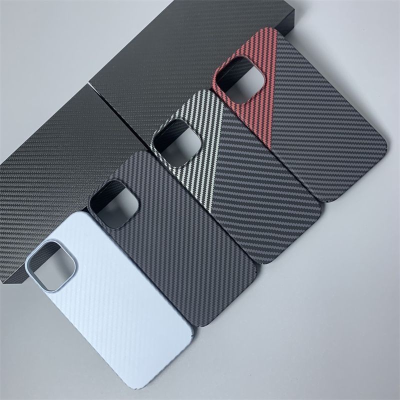 สําหรับ IPhone 15 14 13 12 Pro Max Plus Ultra Thin Kevlar คาร์บอน Fibre Texture Clash สี PC คลุมทั้งหมดกันกระแทก Hard เคสโทรศัพท์