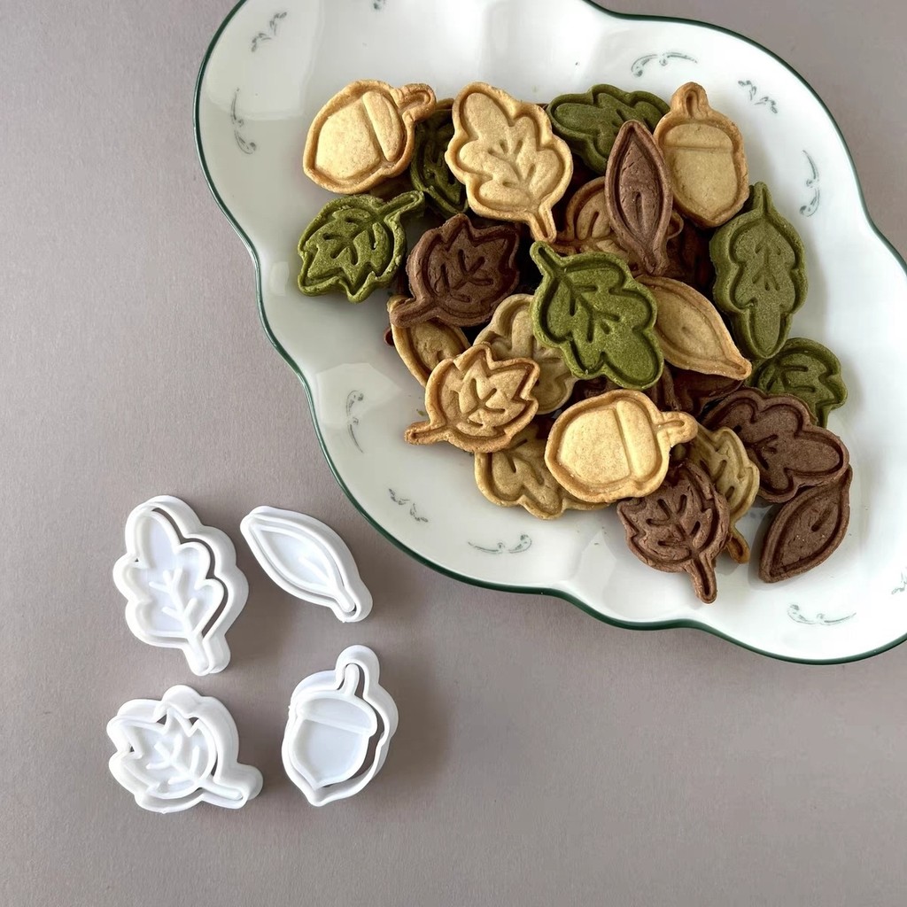 การ์ตูนญี่ปุ่นฤดูหนาวใบไม้ฟรอสต์บิสกิตแม่พิมพ์คุกกี้ใบไม้แม่พิมพ์ตัดแม่พิมพ์3D เครื่องมืออบ