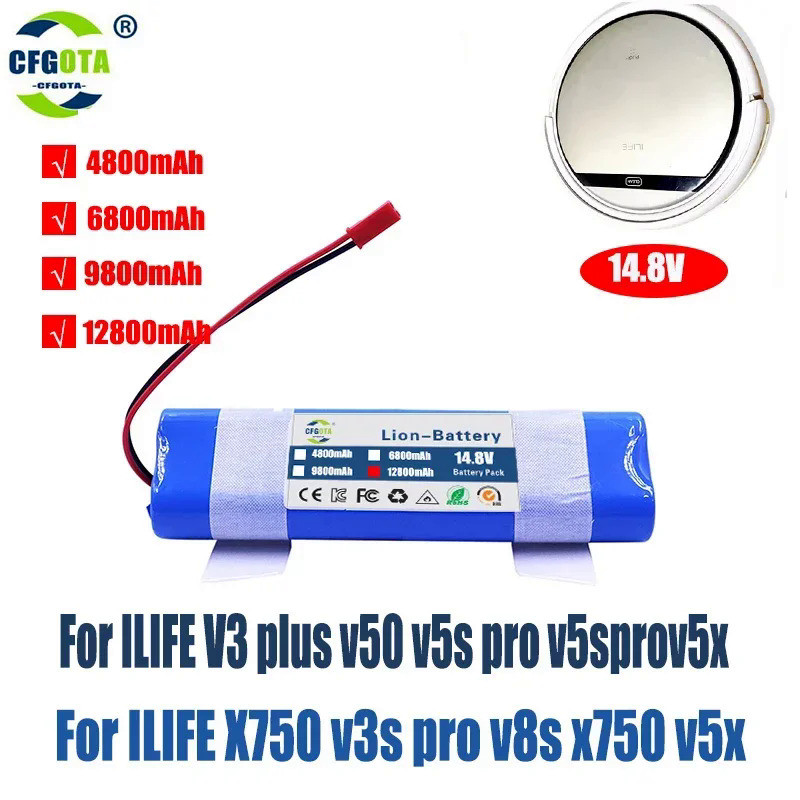 14.8 V 12800MAh แบตเตอรี่ลิเธียมสำหรับ ILIFE V5s V5s V50 V3 DF45 Plus V5 Pro เครื่องดูดฝุ่นหุ่นยนต์ 