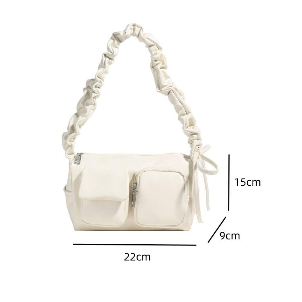 UUMIR กระเป๋าสะพาย,สีทึบซิปใต้วงแขนกระเป๋า,หนัง PU Multi Pocket Tote Purse ผู้หญิง