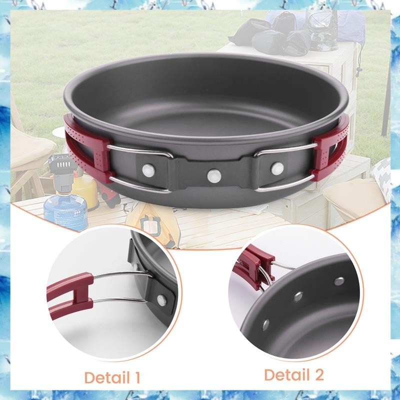 [ ] แคมป์ปิ้งกระทะทอดตั้งแคมป์กลางแจ้งแบบพกพาไม่ติดทําอาหารปิกนิกเดินป่าเครื่องครัวเครื่องครัวกระทะ - รูปที่ 3