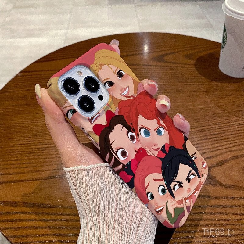 Ins สไตล์ตลกเจ้าหญิงตลกเคส iPhone เข้ากันได้กับ iPhone XR XS 11 14 15 16 Pro เคสมือถือ12Pro xsmax เคสแข็ง15 14 13 12 11 16 PROMAX ทนทาน7/8Plus ป้องกันรอยขีดข่วนไม่รวมปุ่ม bsyt