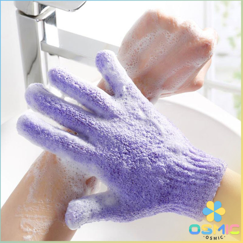 MIC ถุงมืออาบน้ำ ถุงมือขัดผิวอาบน้ำ ขจัดเซลล์ผิวเก่า พร้อมส่ง Glove-style bath towel