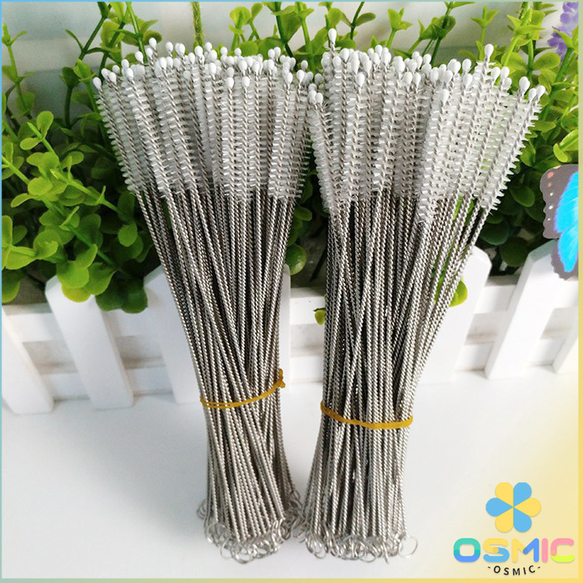 MIC แปรงล้างหลอดดูด จุกนม ขนไนล่อน ไม่ทำให้เป็นรอย  Stainless steel soft straw straw brush