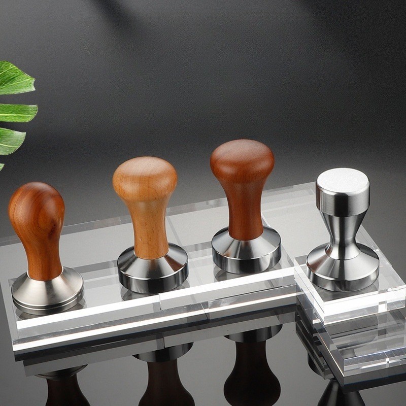 Tamper สแตนเลส อัดกาแฟ ที่กดกาแฟ ด้ามไม้ #AB-0002