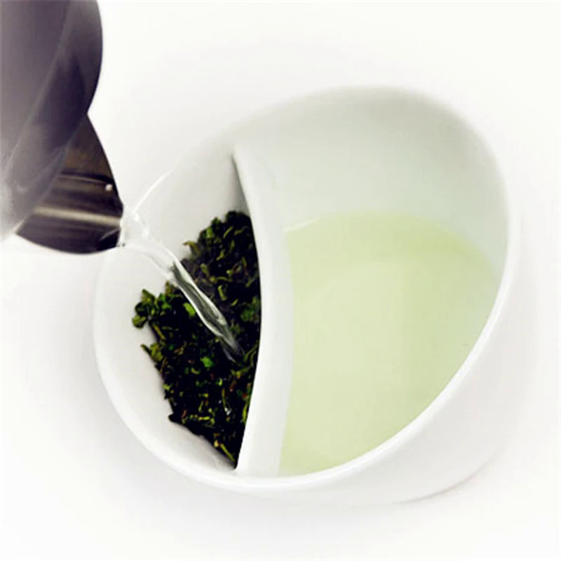 New Novelty Oblique Fall Smart Teacup Creative Ceramic Tilt Kongfu Tea Water Mug Teapot Filter As Gi