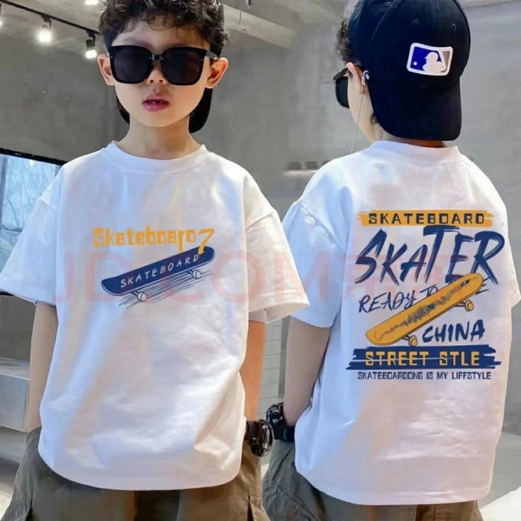 (จัดส่งตลอด 24 ชั่วโมง)Kids T shop  เด็กชายอายุ 4-12 ปี 2024 แฟชั่นฤดูร้อนสไตล์เกาหลีพิมพ์เสื้อยืดผ้าฝ้ายบาง - รูปที่ 3