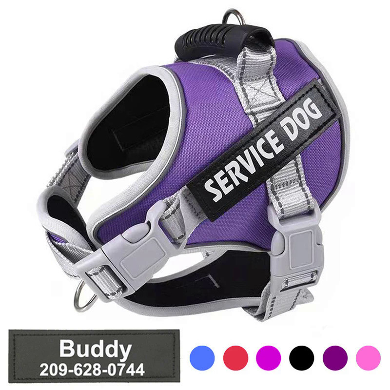 Personalised Big Dog Harness With Rubber Handle Adjustable K9 Dog Vest Service Dog Harness for Large