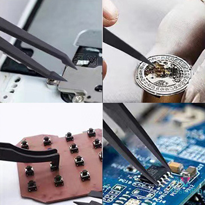 Yosunbin] 1 PC เครื่องมือซ่อมนาฬิกา Antistatic แหนบคาร์บอนไฟเบอร์ตรง El ที่จับพลาสติกติดตั้งแหนบทํางานสําหรับช่างซ่อมนาฬิกาใหม่