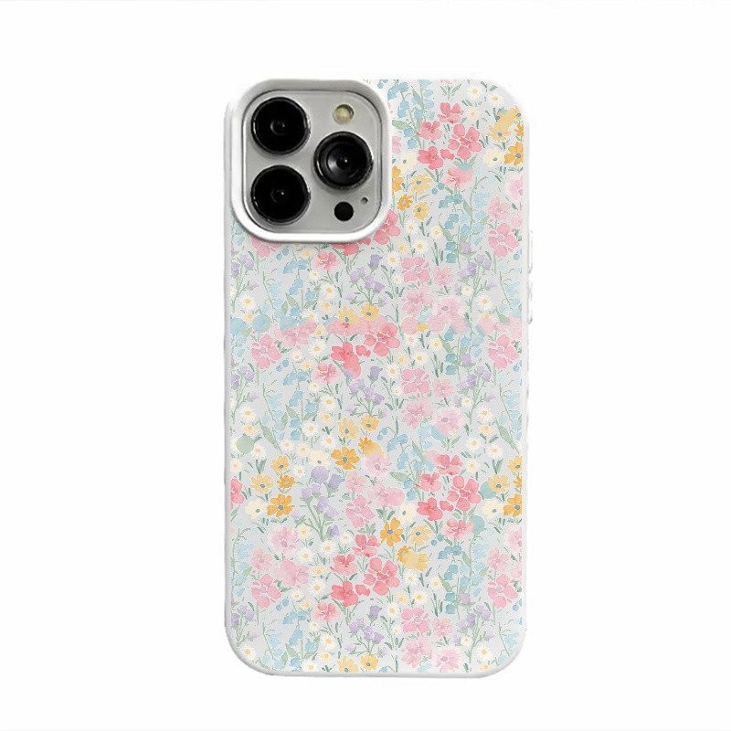 เคสมือถือสำหรับ iPhone ลายดอกไม้สีชมพู15/14/13PROMAX ญี่ปุ่นและเกาหลี ins12/11pro รุ่นใหม่ xsmax/XR เคสป้องกันการตก7/8PLUS เคสป้องกันแบบเต็มรูขนาดใหญ่ fejr
