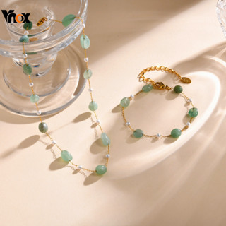 Vnox 2in หินธรรมชาติสร้อยคอสร้อยข้อมือชุดสําหรับผู้หญิงสาว,1…