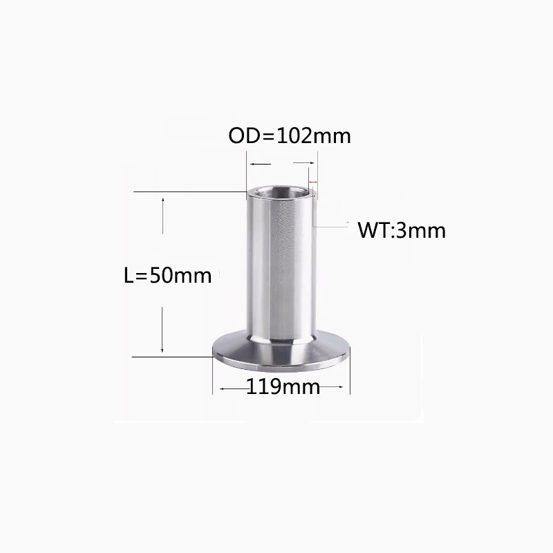 4 "102 มม.L = 50 มม. 304 เชื่อม Ferrule Tri Clamp Ferrule อุปกรณ์ท่อสแตนเลส