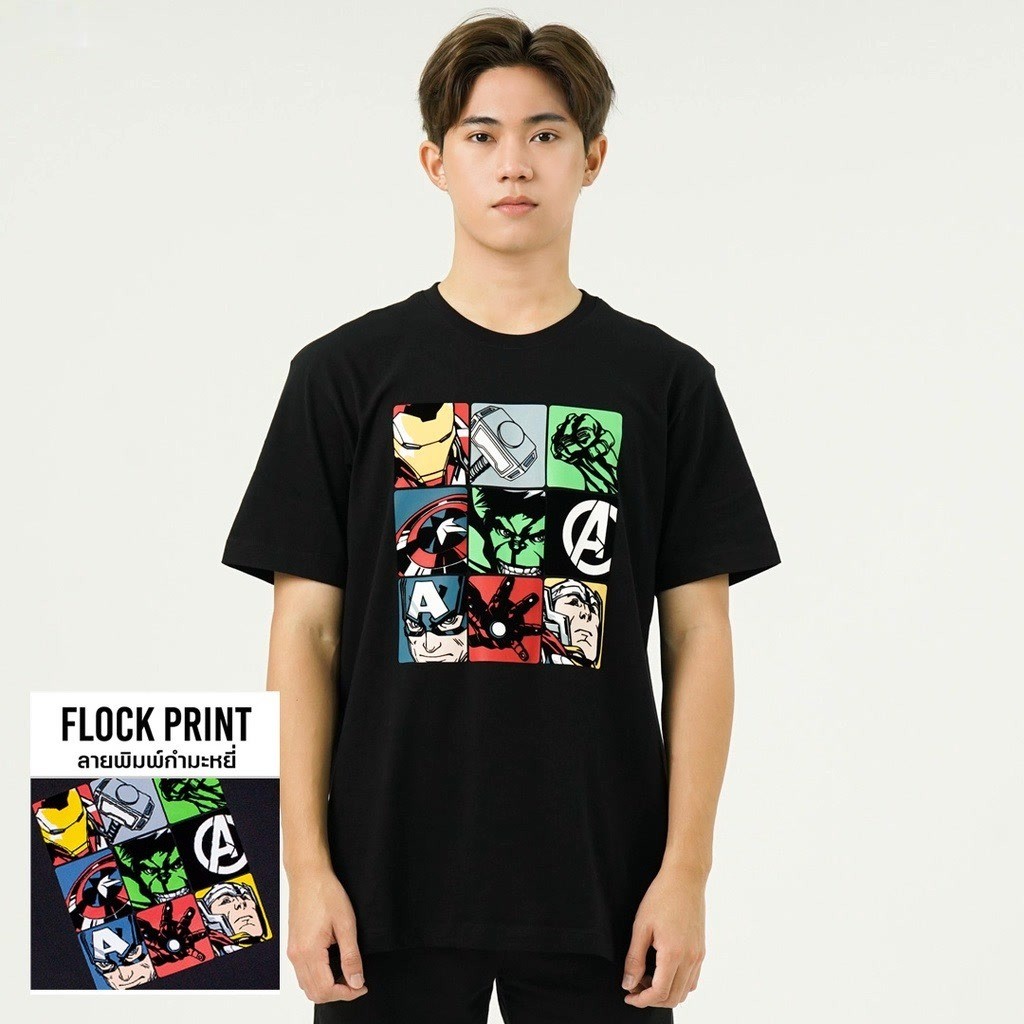 Avengers Flock Print T Shirt  สินค้าลิขสิทธ์แท้100% characters studio