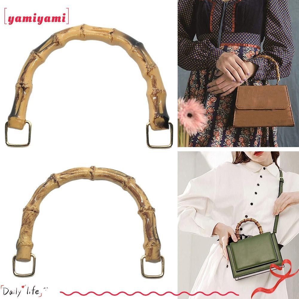 Yamiyami หูจับกระเป๋า แบบไม้ไผ่ พร้อมหัวเข็มขัด DIY สําหรับกระเป๋าถือ