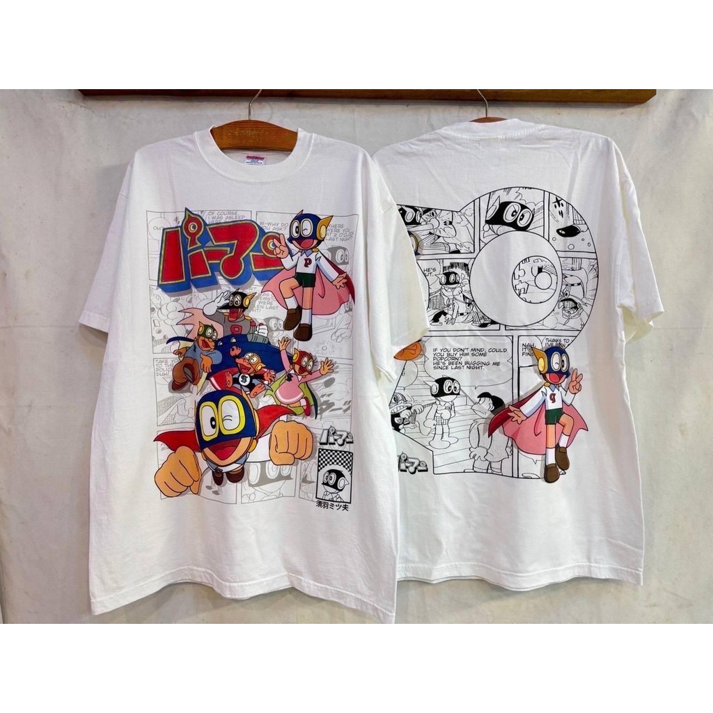 เสื้อลายปาร์แมนสกรีนDTGสีขาว(ป้ายUnitedAthle)
