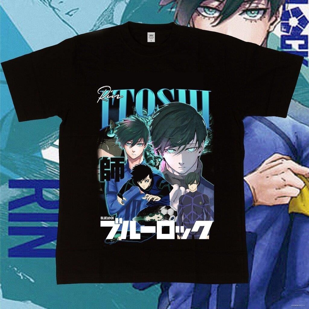 พร้อมส่ง Shy-เสื้อยืดผช S-XXXL เสื้อยืด พิมพ์ลายการ์ตูน Itoshi Rin Blue Lock Homage Series