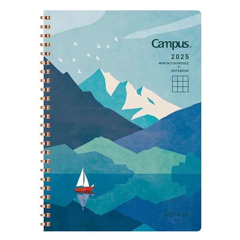 Kokuyo Diary 2025 Campus Soft Ring Diary บล็อกรายเดือน A5 Landscape Pattern N-Smnl2-A5-25 เริ่มต้นใน