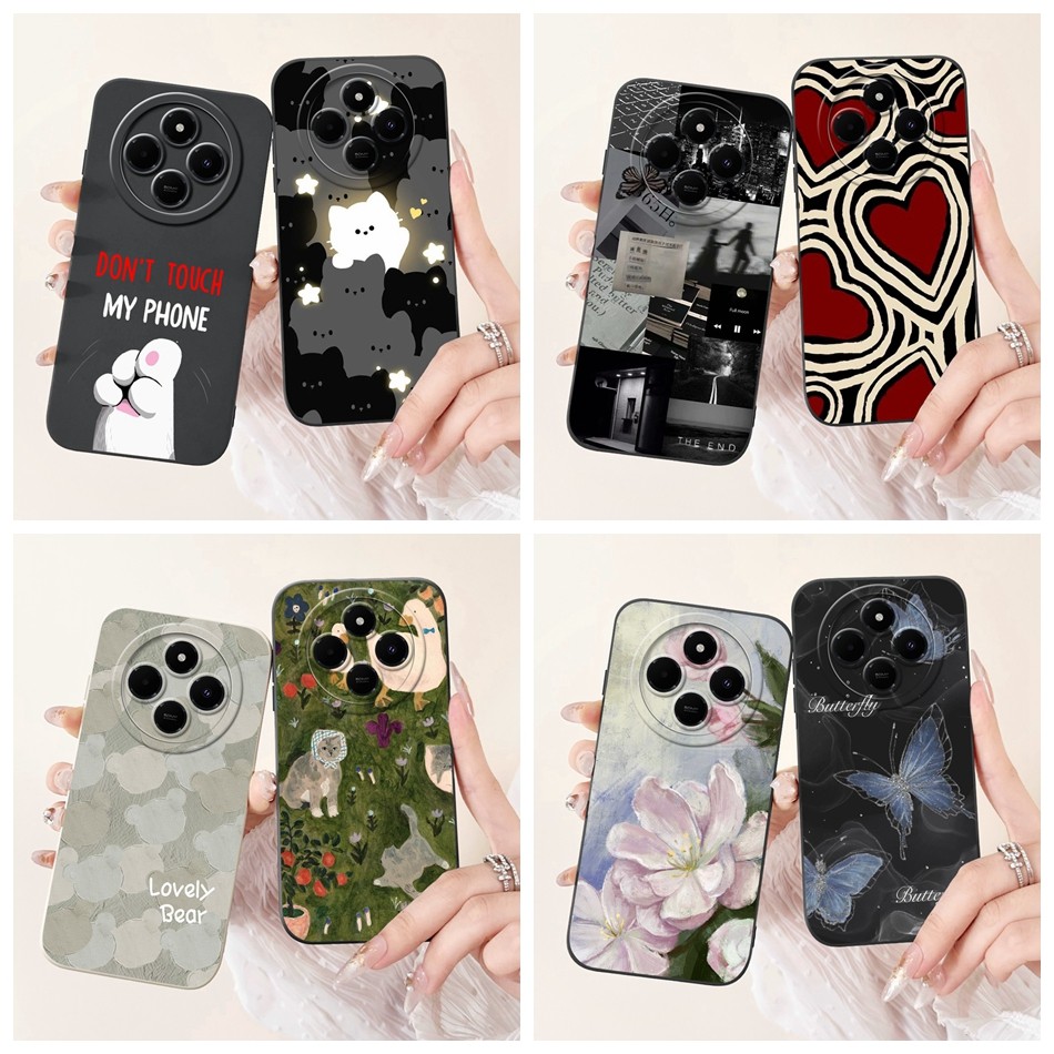 Xiaomi Redmi 14C น่ารักการ์ตูนแมวปลอกซิลิโคนอ่อนนุ่ม Redmi 14C 4G เลนส์ป้องกันเคสโทรศัพท์