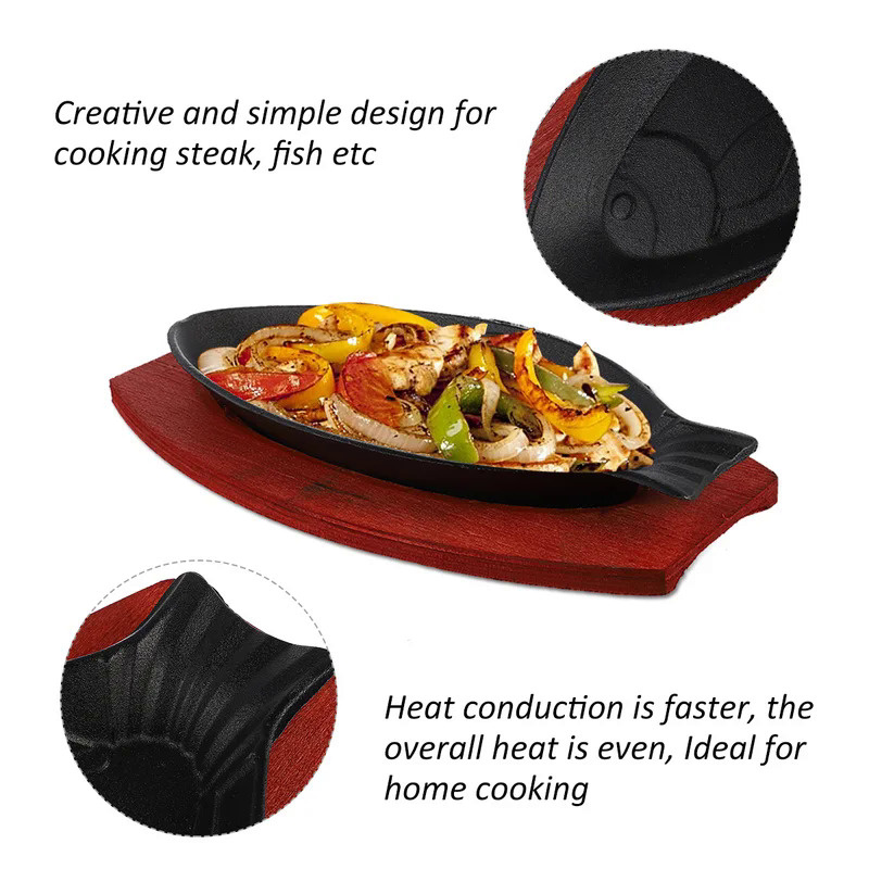 Grill Plate Gas Oven Practical Fry Pan Creative Baking Tray Household Fried Steak Cast Iron Fish Sha